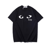 Kawakubo plaloveembroider short-sleeved pure cotton red heart eyes couple t-shirty long sleeves shirt taobao ling