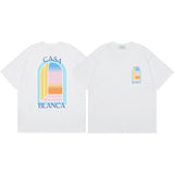 Summer collection: casa casablanca print oversized short-sleeve t-shirt - premium heavyweight cotton