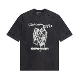 Mopey rich second generation xia loose version beautiful trendy quiet eyes printing round neck short sleeve t-shirt high street