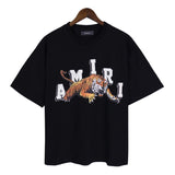 Cross-border wholesale correct version am splash ink flow paint camouflage starry sky graffiti letter short-sleeved high street couple t