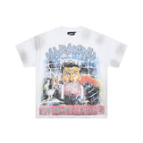Los angeles american style harmony print hotfix rhinestone washed vintage distressed loose fit 100% cotton short sleeve t-shirt