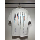 [gram] am peace dove flowing paint graffiti letter starry sky classic logo printing short sleeve couple t-shirt