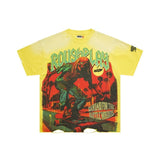 Wholesale american retro rugged play gorilla print t-shirt - distressed, ripped, faux two-piece short sleeve