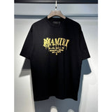 [gram] am flow paint graffiti letter starry sky classic logo print short sleeve couple t-shirt