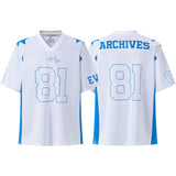 Cross-border american blockcore style patch embroidery t-shirt v-neck sports football uniform mesh quick-drying
