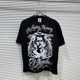 American asaali retro celebrity portrait print short sleeve men's 100% cotton t-shirt