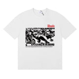 Rhude T Shirts Racing Tire Change Scene Printed Cotton Casual Short Sleeves Men and Women