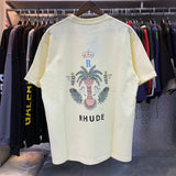 Rhude T Shirts Coconut Crown Printing Cotton Casual Short Sleeve Men and Women