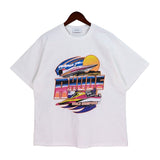 American rhu co-branded marlboro f formula traffic jam coconut tree sunset logo short-sleeved couple t