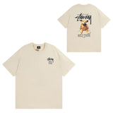 Summer running volume stussy short-sleeved t-shirt dice black eight ice cream comfy basics american couple summer t