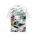 valley washed distressed printed short-sleeved hip-hop loose street t-shirt hooded