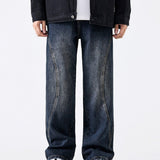 Unisex Jeans Vintage Old Straight Jeans Autumn and Winter Loose Wide Leg Casual Pants