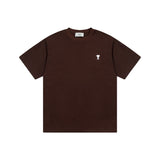 Classic spring/summer white adc heart embroidery short-sleeve t-shirt - minimalist, lightweight, and breathable
