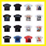American retro valeforever washed & distressed hotfix rhinestone cotton short sleeve high street star t-shirt