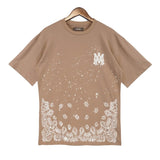 Cross-border wholesale correct version am splash ink flow paint camouflage starry sky graffiti letter short-sleeved high street couple t