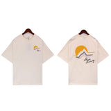 American rhu co-branded marlboro f formula traffic jam coconut tree sunset logo short-sleeved couple t