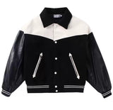 Unisex Baseball Jersey Vintage PU Baseball Uniform Loose Casual Jacket