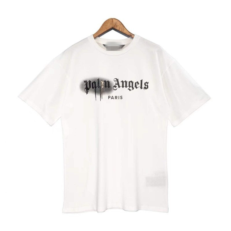 Cross-border pa spray-painted letter short-sleeved palm tree fog high street graffiti logo t