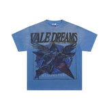 American retro valeforever washed & distressed hotfix rhinestone cotton short sleeve high street star t-shirt