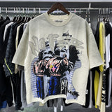 American bkys hot diamond bling glitter washed distressed retroloosepure cotton terry short-sleeved t-shirt