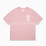 Am short-sleeve macaron color heart embroidery pure cotton loose summer fashion t-shirt crew neck top