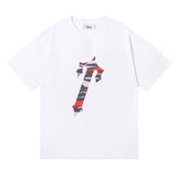 Cross-border foreign trade wholesale trapstar gradient letter ts tiger head printing short-sleeved couple loose high street