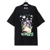 Vtm letter american style no photo printing loose washed distressed short sleeve t-shirt couple outfit