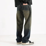 Unisex Jeans Vintage Old Straight Jeans Autumn and Winter Loose Wide Leg Casual Pants
