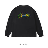 Corteiz patchwork "unicorn arm" print long sleeve american retro casual loose streetwear hip hop t-shirt