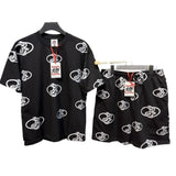American asaali character print short sleeve t-shirt & trendy shorts set - summer collection