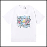 Export wholesale niche american fashion rhu flag floralsprinting double yarn pure cottoncasualloose couple short-sleeved t