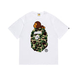Early spring/summer camo ape head collaboration - little monkey logo print short sleeve couple's trendy tee