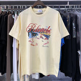 Rhude T Shirts Cannes Beach Coconut Printing Cotton Casual Short Sleeves Men and Women