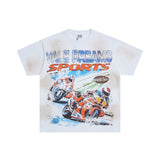 American retro valeforever washed & distressed hotfix rhinestone cotton short sleeve high street star t-shirt
