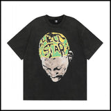 Hs american high street retro washed portrait short-sleeved t-shirt long sleeves sweatshirt hoodie