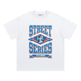 trap gradient letter tiger head short sleeve european and american high street trap star printing t-shirt loose s