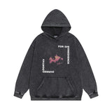 Erd melancholy rich second generation loose washed distressed pig head human face color matching hole hooded sweatshirt zipper