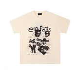 Erd: brooding rich kid - american retro portrait print rock 'n' roll hip-hop pocket oversized short sleeve tee