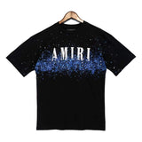 Cross-border wholesale correct version am splash ink flow paint camouflage starry sky graffiti letter short-sleeved high street couple t
