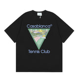Summer collection: casa casablanca print oversized short-sleeve t-shirt - premium heavyweight cotton