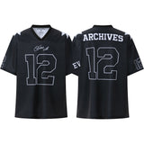 Cross-border american blockcore style patch embroidery t-shirt v-neck sports football uniform mesh quick-drying