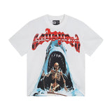 gods short-sleeved heavy weight washed fog high street rock band skull pure cottonprinting t-shirt