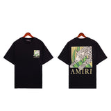 Cross-border wholesale correct version am splash ink flow paint camouflage starry sky graffiti letter short-sleeved high street couple t