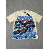 Cross-border wholesale high version gods short-sleeved heavy weight washed fog high street skull pure cotton printed round