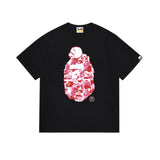Early spring/summer camo ape head collaboration - little monkey logo print short sleeve couple's trendy tee