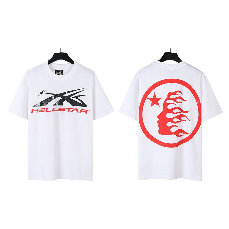 american trend high quality loose t-shirt pure cotton front and rear high-definition printing casualcoupletrendy short sleeves