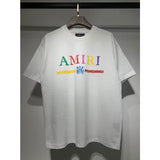 [gram] am peace dove flowing paint graffiti letter starry sky classic logo printing short sleeve couple t-shirt