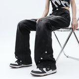 Unisex Jeans Tooling Jeans Washed Loose Straight Casual Pants