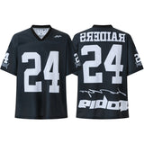 Cross-border american blockcore style patch embroidery t-shirt v-neck sports football uniform mesh quick-drying