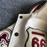 Unisex Baseball Jersey Fall Loose Jacket PU Leather Jacket